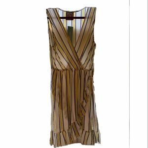 💫yellow and blue striped wrap dress💫